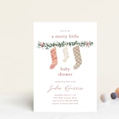 "merry little stockings" - Baby Shower Invitations in Cranberry by Rebecca Durflinger - Front
