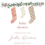 "merry little stockings" - Baby Shower Invitations in Cranberry by Rebecca Durflinger - Detail
