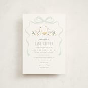 "Storybook Geese" - Baby Shower Invitations in Mint by Everett Paper Goods - Front