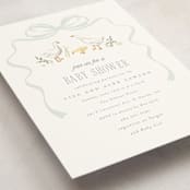 "Storybook Geese" - Baby Shower Invitations in Mint by Everett Paper Goods - Detail