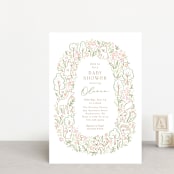 "Woodland Beginnings" - Baby Shower Invitations in Watermelon by Jennifer Wick - Front