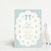 "Eyelet" - Baby Shower Invitations in Cloud by Laura Hankins - Front