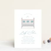 "Crib Bows" - Baby Shower Invitations in Powder Blue by Carolyn MacLaren - Front