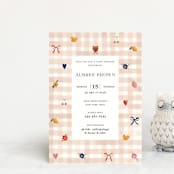 "Gingham" - Baby Shower Invitations in Shortbread by Sarah Knight - Front