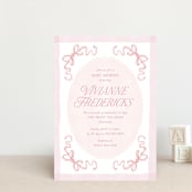 "Doodle Bow Frame" - Baby Shower Invitations in Petal by Jackie Crawford - Front