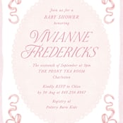 "Doodle Bow Frame" - Baby Shower Invitations in Petal by Jackie Crawford - Detail