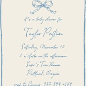 "ribbon bow drawing" - Baby Shower Invitations in Dusty Blue by Cass Loh - Detail