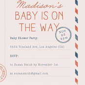 "Disney's Dumbo Stork Baby on the Way" - Baby Shower Invitations in Navy by Claudia Orengo - Detail