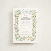 "Garden Ribbon" - Baby Shower Invitations in Bluebell by Sarah Knight - Front