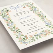"Garden Ribbon" - Baby Shower Invitations in Bluebell by Sarah Knight - Detail