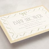 "Ribbon Toss" - Baby Shower Invitations in Lemon by Robert and Stella - Detail