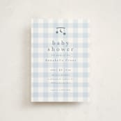 "Gingham Mobile" - Baby Shower Invitations in Baby blue by Stacey Meacham - Front