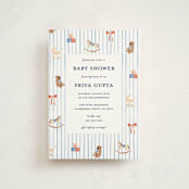 "Pinstripe" - Baby Shower Invitations in Cloud by Sarah Knight - Front