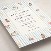 "Pinstripe" - Baby Shower Invitations in Cloud by Sarah Knight - Detail