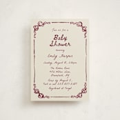 "Bow Corners" - Baby Shower Invitations in Rosewood by Cass Loh - Front