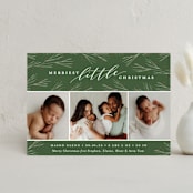 "Merriest Little Christmas" - Holiday Birth Announcement Cards in Evergreen by Sarah Brown - Front