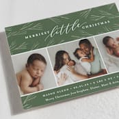 "Merriest Little Christmas" - Holiday Birth Announcement Cards in Evergreen by Sarah Brown - Detail