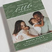 "Merriest Little Christmas" - Holiday Birth Announcement Cards in Evergreen by Sarah Brown - Detail