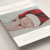 "The Merriest Christmas Of All" - Holiday Birth Announcement Cards in Bubblegum by Sara Hicks Malone - Detail