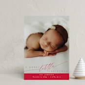 "Littlest Christmas Gift" - Holiday Birth Announcement Cards in Ruby by Nicoletta Savod - Front