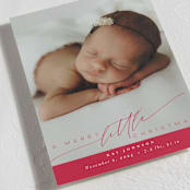 "Littlest Christmas Gift" - Holiday Birth Announcement Cards in Ruby by Nicoletta Savod - Detail