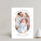 "Baby's First" - Holiday Birth Announcement Cards in Sage by Lissabeth Anglin - Front
