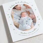 "Baby's First" - Holiday Birth Announcement Cards in Sage by Lissabeth Anglin - Detail