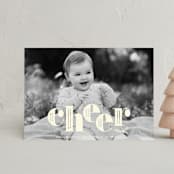 "More Cheer" - Holiday Birth Announcement Cards in Eggnog by Ellis - Front