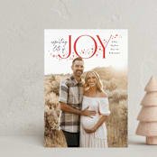"Expecting More Joy" - Holiday Birth Announcement Cards in Cranberry by Alethea and Ruth - Front