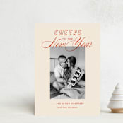 "Retro" - Holiday Birth Announcement Cards in Cherry by Oscar and Emma - Karly Depew - Front