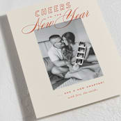 "Retro" - Holiday Birth Announcement Cards in Cherry by Oscar and Emma - Karly Depew - Detail