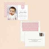 "Delicate Cross" - Baptism and Christening Invitations in Bubblegum by Susan Asbill - Assembled