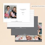 "Simply Modern Cross" - Baptism and Christening Invitations in Slate by Drango Design - Back of Card Options