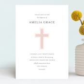 "Elegant Cross" - Baptism and Christening Invitations in Rose by Chasity Smith - Front