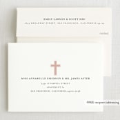 "Elegant Cross" - Baptism and Christening Invitations in Rose by Chasity Smith - FREE Recipient Addressing