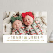 "The More, the Merrier" - Holiday Birth Announcement Cards in Golden by Carolyn MacLaren - Front