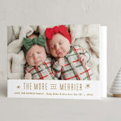"The More, the Merrier" - Holiday Birth Announcement Cards in Golden by Carolyn MacLaren - Folded Card