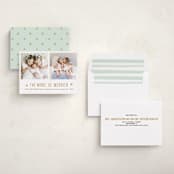 "The More, the Merrier" - Holiday Birth Announcement Cards in Golden by Carolyn MacLaren - Assembled
