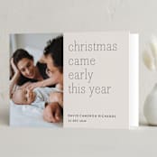 "Early Christmas" - Holiday Birth Announcement Cards in Ivory by Rebecca Daublin - Folded Card