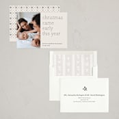 "Early Christmas" - Holiday Birth Announcement Cards in Ivory by Rebecca Daublin - Assembled