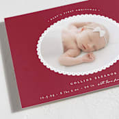 "Scallop Frame" - Holiday Birth Announcement Cards in Candy Cane by Emily Betts - Detail