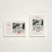 "Our Blessed Gift" - Holiday Birth Announcement Cards in Cherry by Nicoletta Savod - Photo Orientation Options