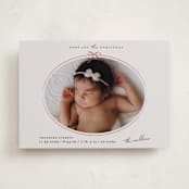 "More joy" - Holiday Birth Announcement Cards in Berry by Maja Cunningham - Front