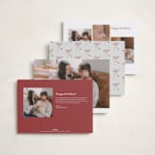 "More joy" - Holiday Birth Announcement Cards in Berry by Maja Cunningham - Back of Card Options