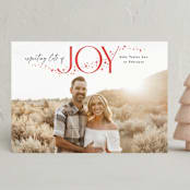"Expecting More Joy" - Holiday Birth Announcement Cards in Cranberry by Alethea and Ruth - Front