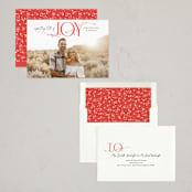 "Expecting More Joy" - Holiday Birth Announcement Cards in Cranberry by Alethea and Ruth - Assembled