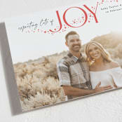 "Expecting More Joy" - Holiday Birth Announcement Cards in Cranberry by Alethea and Ruth - Detail