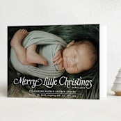 "Our Merry Little Christmas" - Holiday Birth Announcement Cards in Sugar by Jenna Holcomb - Folded Card