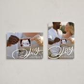 "Expecting More Joy" - Holiday Birth Announcement Cards in Starlight by Alethea and Ruth - Photo Orientation Options
