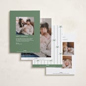 "Best Gift Ever bow" - Holiday Birth Announcement Cards in Sage by Alethea and Ruth - Back of Card Options